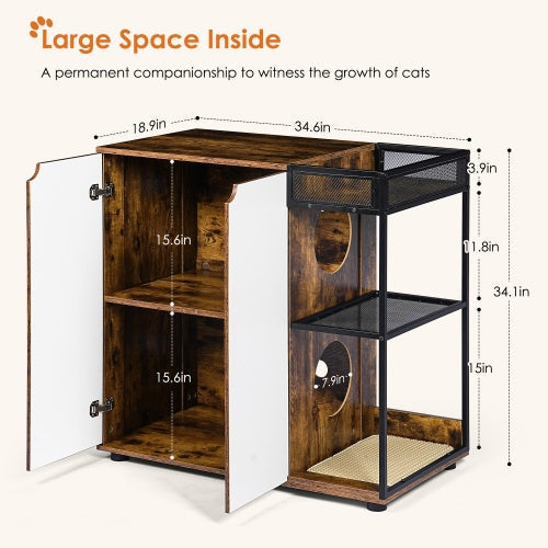 Petora99 Double Cat Litter Box Enclosure — Furniture Cabinet for 2 Cats