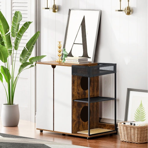 Petora99 Double Cat Litter Box Enclosure — Furniture Cabinet for 2 Cats