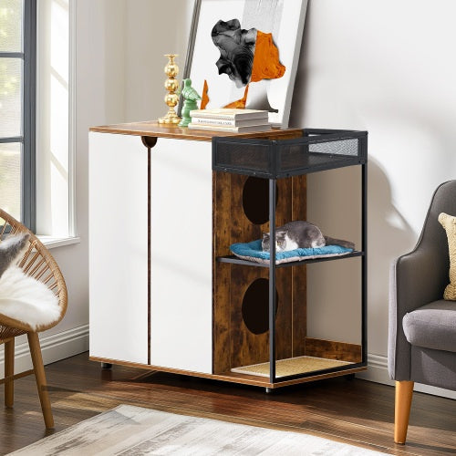 Petora99 Double Cat Litter Box Enclosure — Furniture Cabinet for 2 Cats