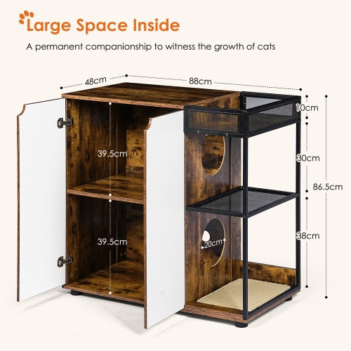Petora99 Double Cat Litter Box Enclosure — Furniture Cabinet for 2 Cats