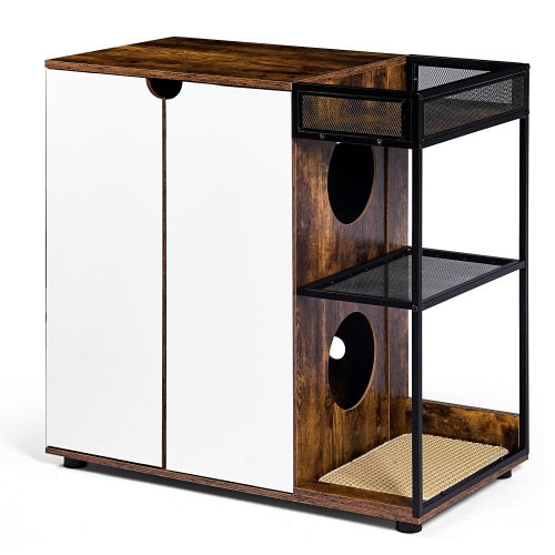 Petora99 Double Cat Litter Box Enclosure — Furniture Cabinet for 2 Cats